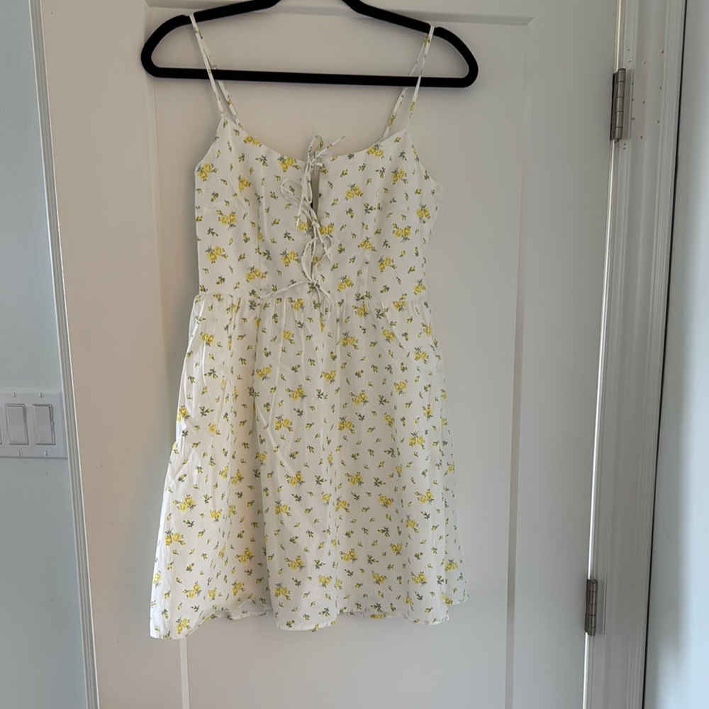 H&M White Dress with Yellow Floral Design